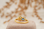Cluster Sapphire Multi-Stone Stacking 14K Yellow Gold Ring - Gigiscc