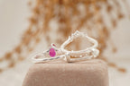 Pear Ruby Cluster Ring with Moissanite Enhancer wedding band - Gigiscc