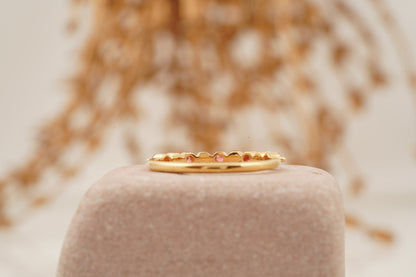 Pearl And Garnet Stacking Matching Birthstone Wedding Band