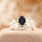 Oval Blue Sandstone Engagement Ring Women - Gigiscc