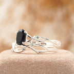 Oval Blue Sandstone Engagement Ring Women - Gigiscc
