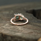 Toi Et Moi Moss Agate Emerald & Pear Cut Ring - Gigiscc