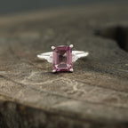 Emerald Cut Pink Tourmaline Ring - Gigiscc