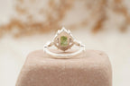Vintage Emerald Cut Moss Agate Moissanite Engagement Ring - Gigiscc