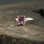 Emerald Cut Pink Tourmaline Ring - Gigiscc
