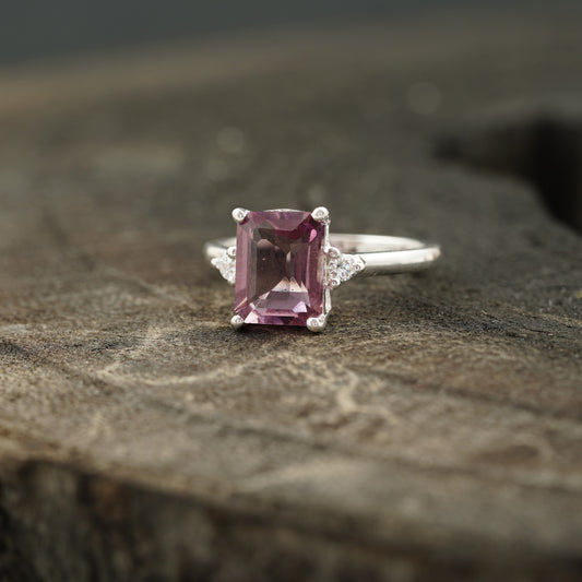 Pink tourmaline gemstone ring
