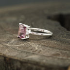 Emerald Cut Pink Tourmaline Ring - Gigiscc