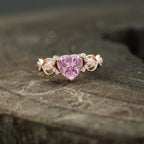 Heart Shaped Pink Sapphire Twisted Engagement Ring - Gigiscc
