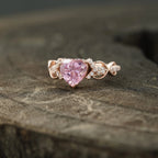 Heart Shaped Pink Sapphire Twisted Engagement Ring - Gigiscc