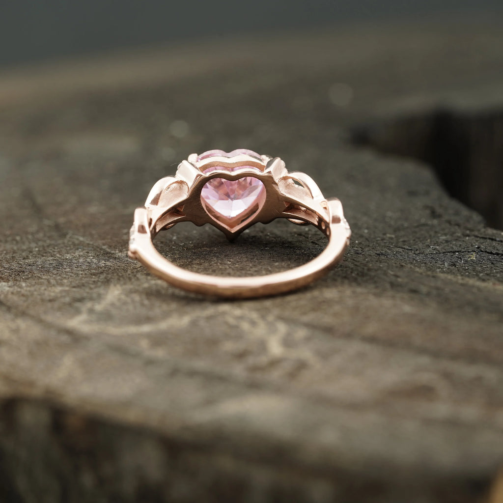 Heart Shaped Pink Sapphire Twisted Engagement Ring - Gigiscc