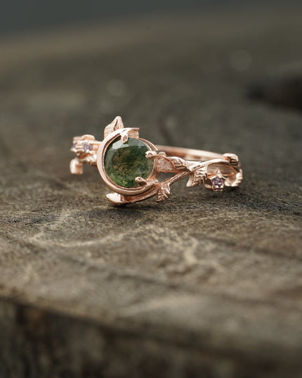 Leaf design engagement ring