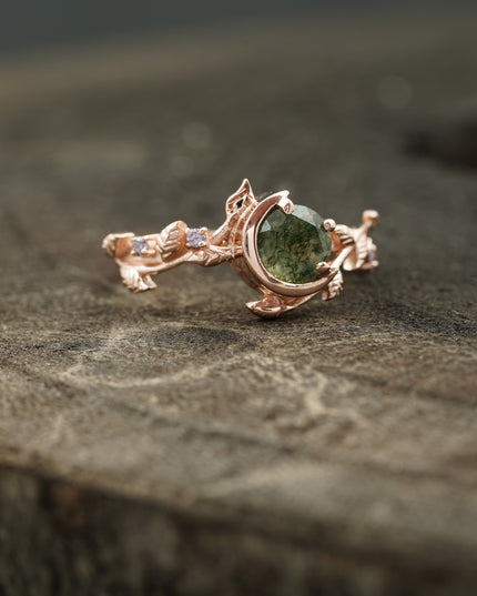 Natural gemstone engagement ring