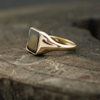 Perfect Men's Black Onyx Signet Rings 14k Solid Gold - Gigiscc