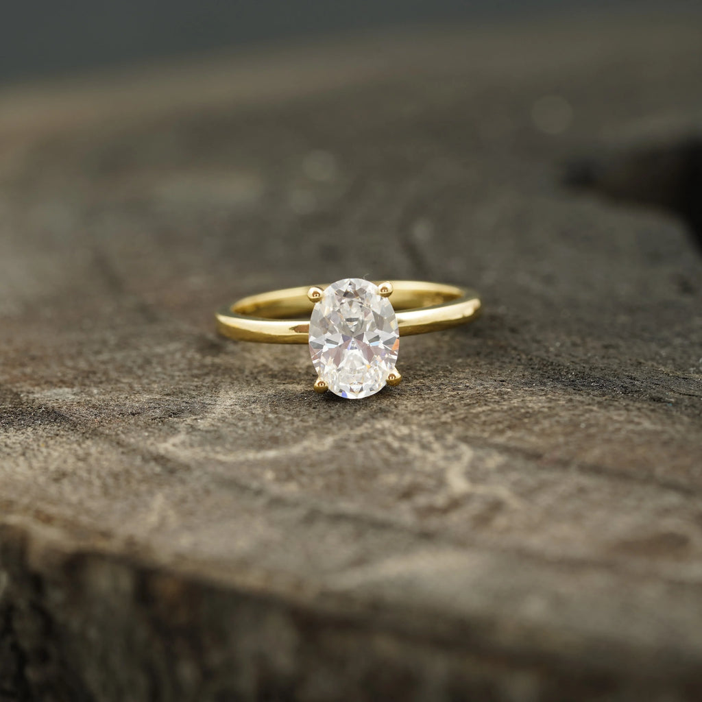 Oval Moissanite Solitaire Ring 10k Solid Gold - Gigiscc