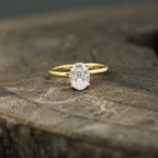 Oval Moissanite Solitaire Ring 10k Solid Gold - Gigiscc