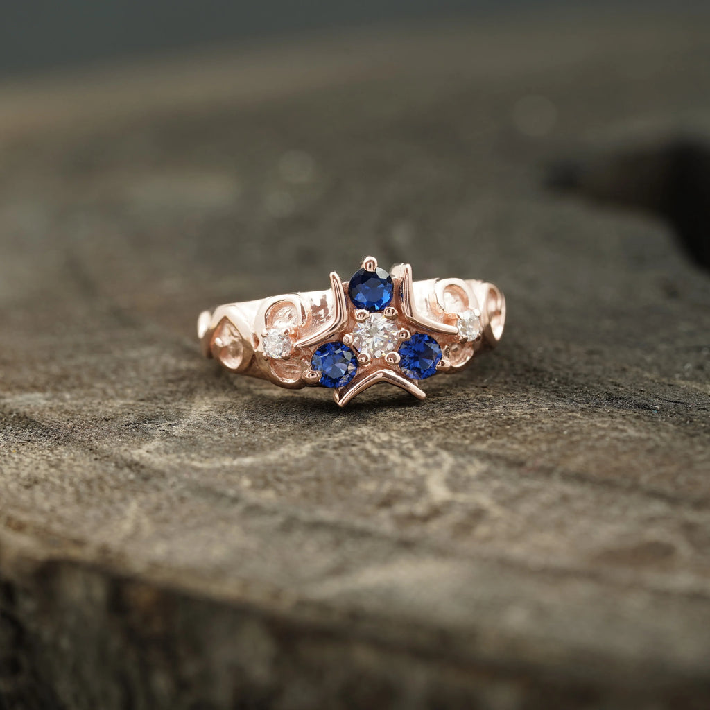 Triforce Zora's Sapphire Spiritual Stone Legend of Zelda Ring - Gigiscc