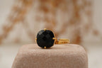 Cushion Black Onyx Vermeil Engagement Ring - Gigiscc