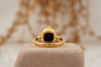 Cushion Black Onyx Vermeil Engagement Ring - Gigiscc