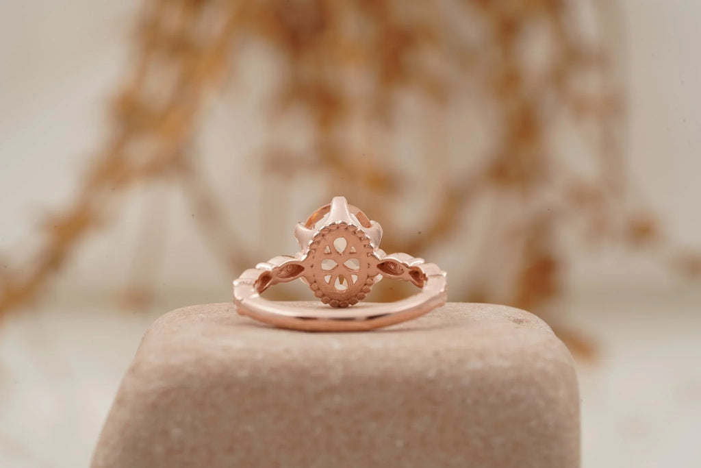 Oval Cut Morganite 2.5ct Engagement Rings For Women - Gigiscc