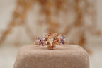 Pear Morganite Cluster Moissanite Alexandrite Ring - Gigiscc