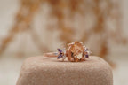 Pear Morganite Cluster Moissanite Alexandrite Ring - Gigiscc