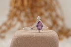Pear Cut Alexandrite Wedding Band Stacking Diamond Curved Ring - Gigiscc