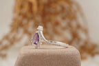 Pear Cut Alexandrite Wedding Band Stacking Diamond Curved Ring - Gigiscc