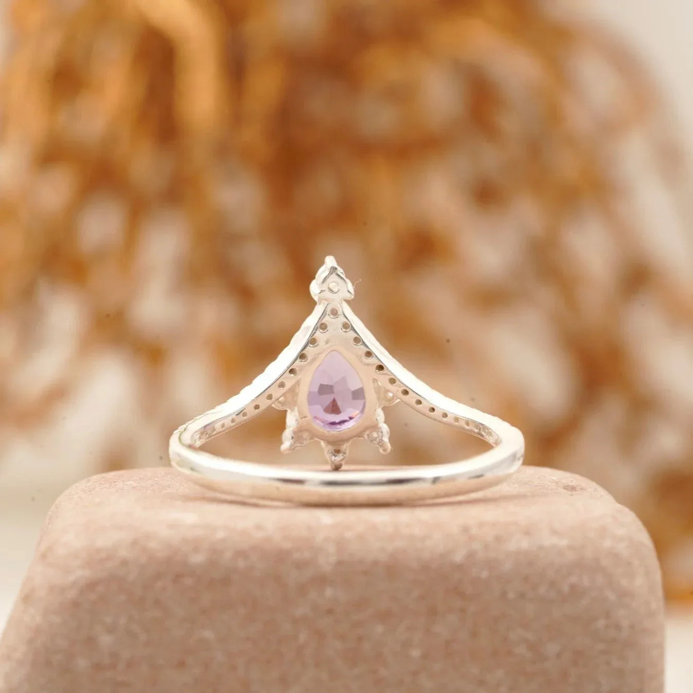 Vintage Pear Amethyst Halo Diamond Engagement Ring - Gigiscc
