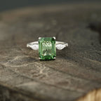 Natural Green Amethyst Prestolite Engagement Ring - Gigiscc