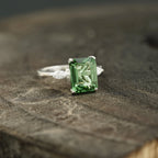 Natural Green Amethyst Prestolite Engagement Ring - Gigiscc