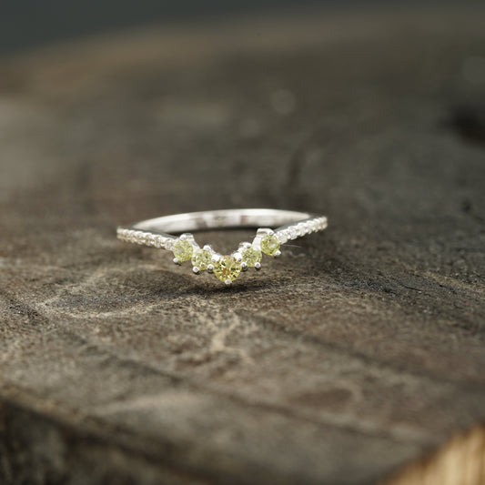 Curved Green Amethyst Stacking Matching Wedding Band Ring