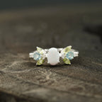 Oval Cut Fire Opal Cluster October Birthstone Engagement Ring - Gigiscc