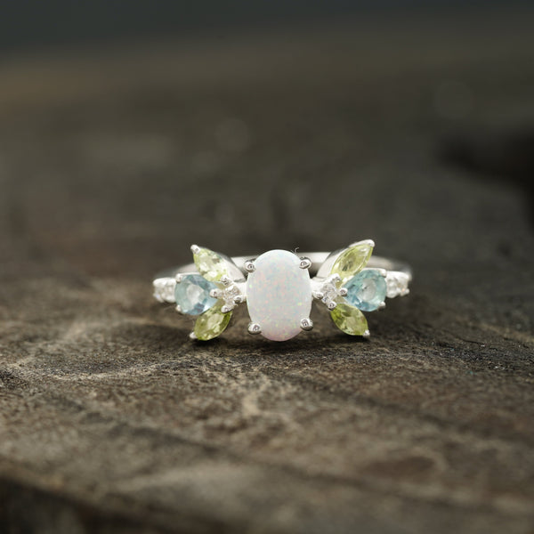Oval Fire Opal Birthstone Engagement Ring – October Sparkle