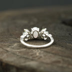 Oval Cut Fire Opal Cluster October Birthstone Engagement Ring - Gigiscc