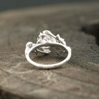 Round Citrine Leaf Engagement Ring | Nature-Inspired 925 Silver - Gigiscc
