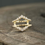 Double Curved Enhancer Moissanite Rose Gold Wedding Band Ring - Gigiscc