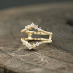 Double Curved Enhancer Moissanite Rose Gold Wedding Band Ring - Gigiscc