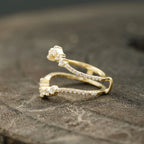 Double Curved Enhancer Moissanite Rose Gold Wedding Band Ring - Gigiscc
