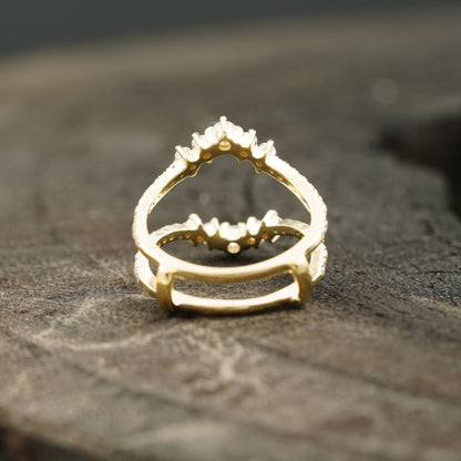 Double Curved Enhancer Moissanite Rose Gold Wedding Band Ring