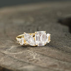 Cluster Moissanite Engagement Ring Emerald and Marquise Cut Ring - Gigiscc