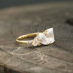 Cluster Moissanite Engagement Ring Emerald and Marquise Cut Ring - Gigiscc