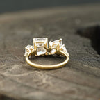 Cluster Moissanite Engagement Ring Emerald and Marquise Cut Ring - Gigiscc