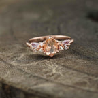 Oval Cut Morganite Gemstone Sterling Silver Engagement Ring - Gigiscc