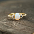 Opal & Sapphire halo Diamond Engagement Ring - Gigiscc