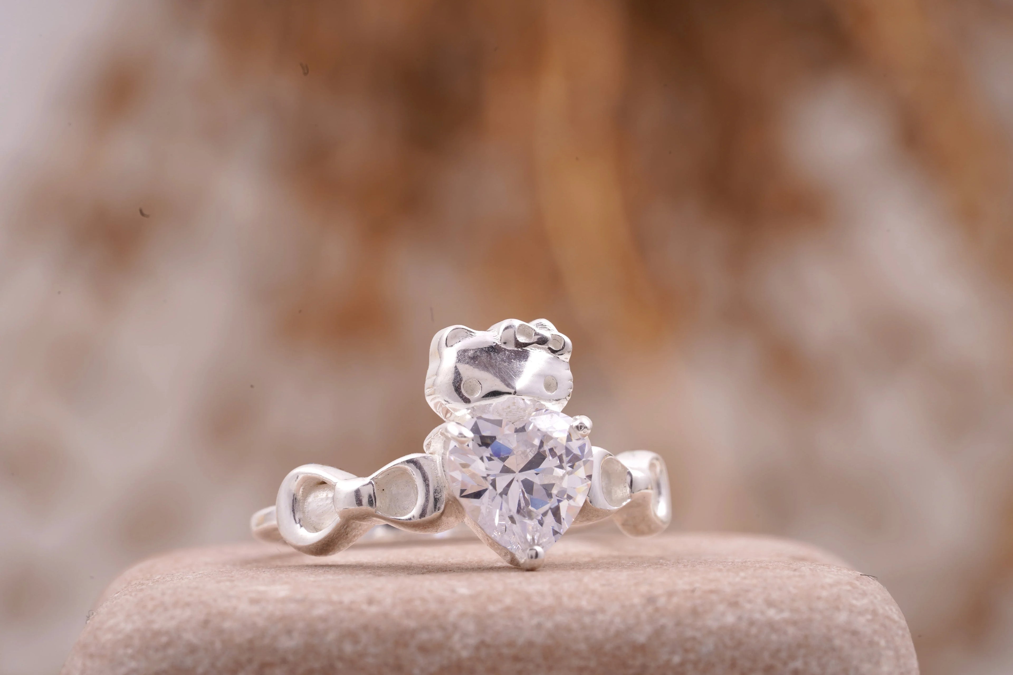 Kitty Diamond Heart Ring | Cute Animal Jewelry - Gigiscc