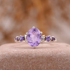Lavender Amethyst Celestial Moon Design Engagement Ring Women - Gigiscc