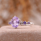 Lavender Amethyst Celestial Moon Design Engagement Ring Women - Gigiscc