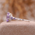 Lavender Amethyst Celestial Moon Design Engagement Ring Women - Gigiscc