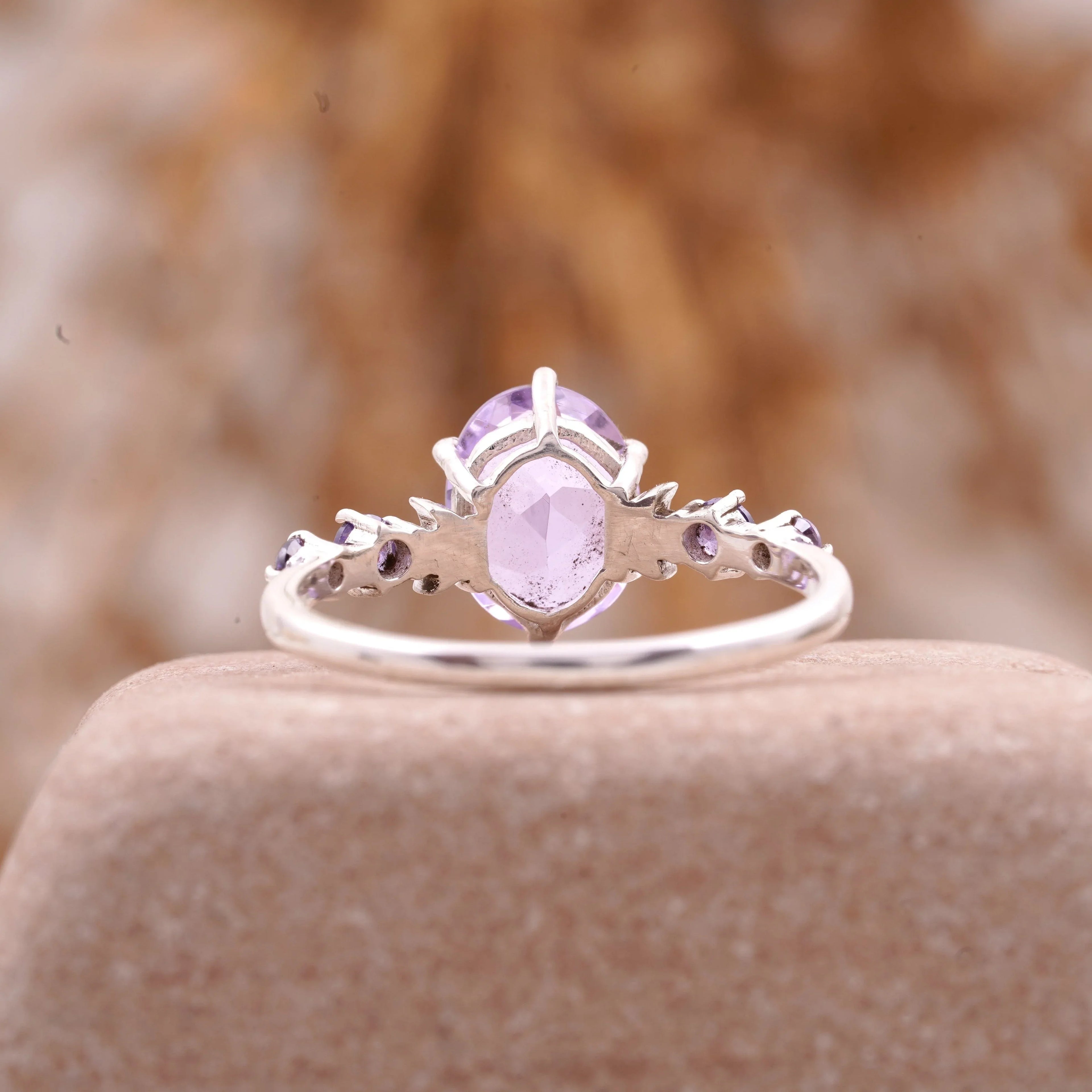 Lavender Amethyst Celestial Moon Design Engagement Ring Women - Gigiscc