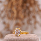 Oval Cut Bezel Set Engagement Ring - Gigiscc